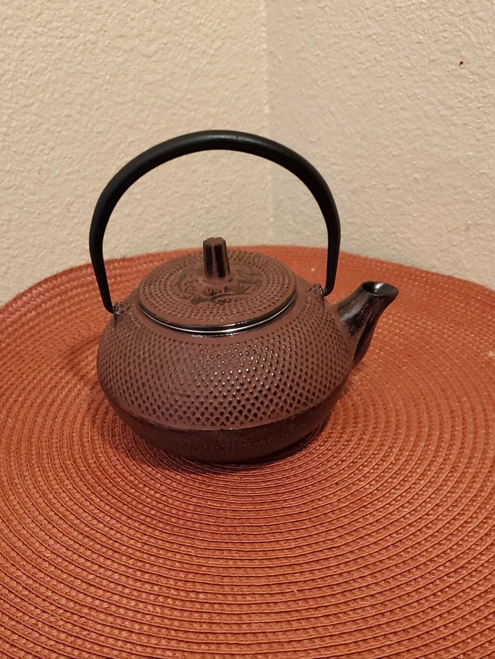Cast Iron Teapot Brown with Black Handle - Traditional "Signed" Japanese Style